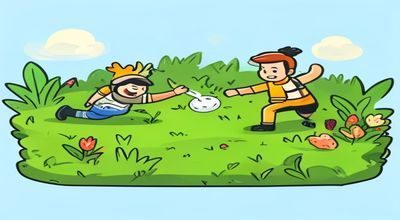 经典打屁股小游戏截图，卡通人物在绿色草坪上互动，玩家点击屏幕触发打击动作，爆笑音效画面