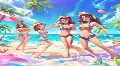 节日限定打屁股小游戏暑假版，夏日海滩背景，角色穿泳装互动，节日气氛浓郁，限时特别版本